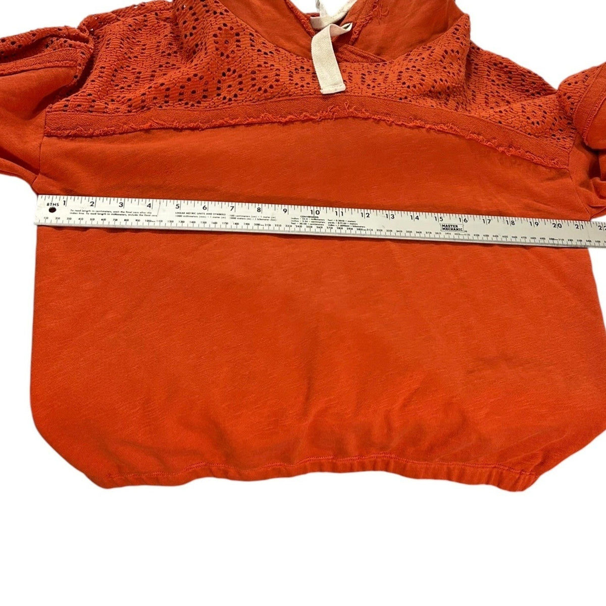 Daily Practice by Anthropologie Robyn Crochet Hoodie Orange Eyelet Medium