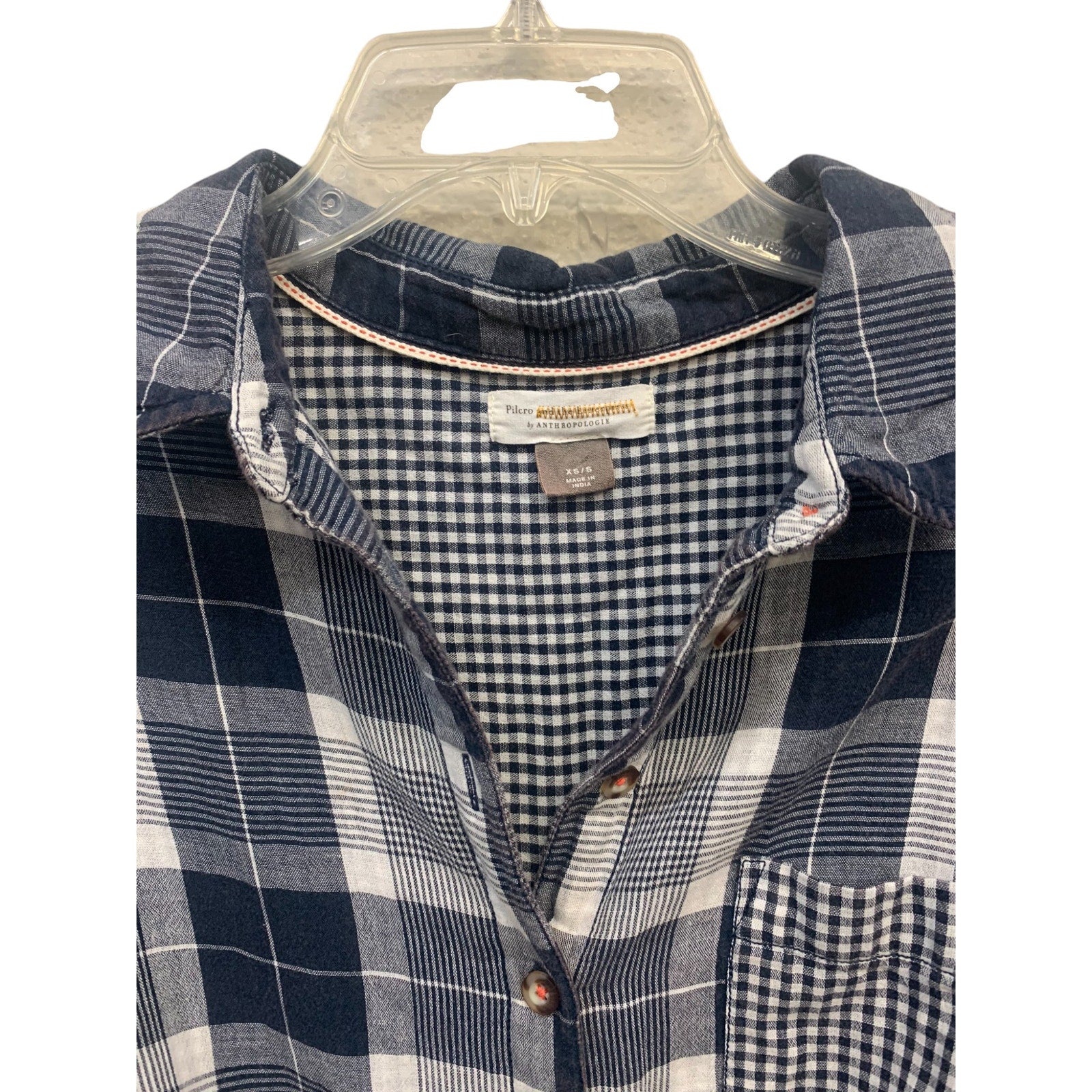 Anthropologie Pilcro Plaid Boyfriend Button Down Shirt SZ XS/S