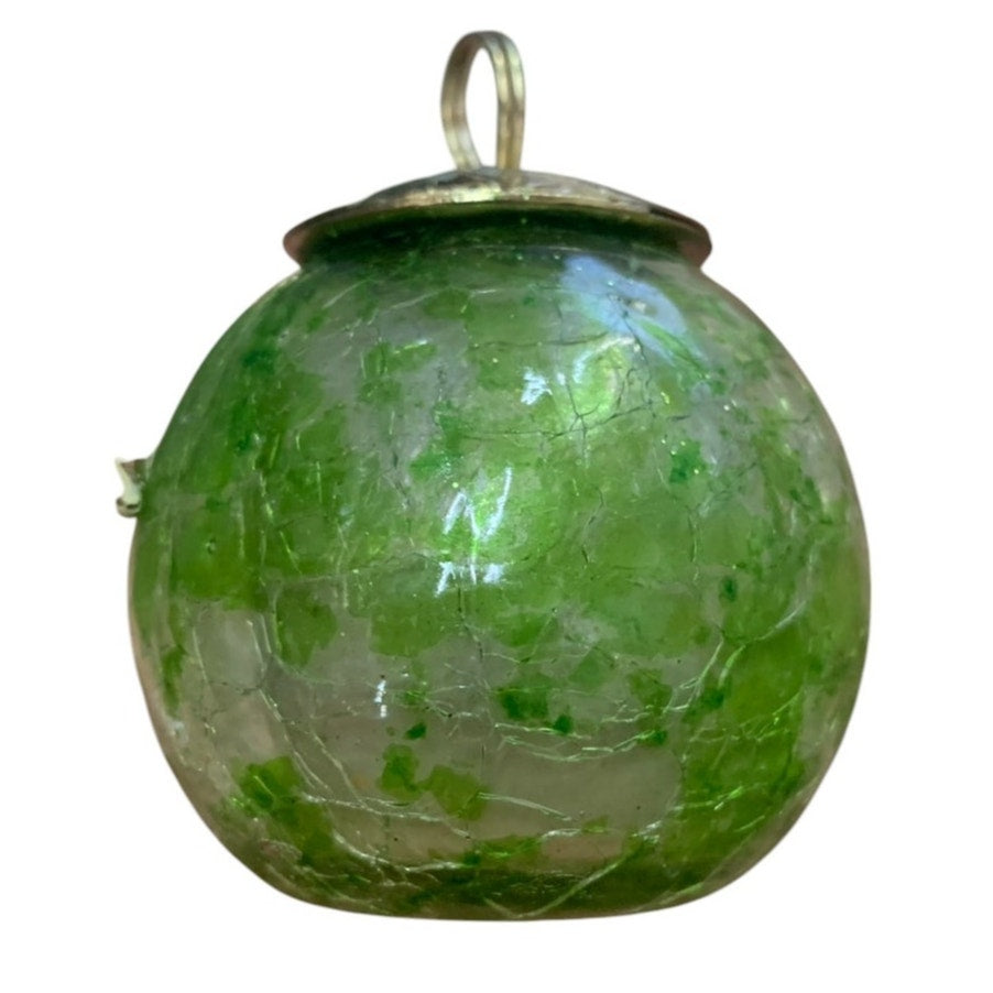 Green Mini Kugel Glass Christmas Ornament 9 lot 1.25-2"