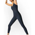 GIGI C Sport Womens Black Laser Cut Front Zip Racerback Activewear Jumpsuit L