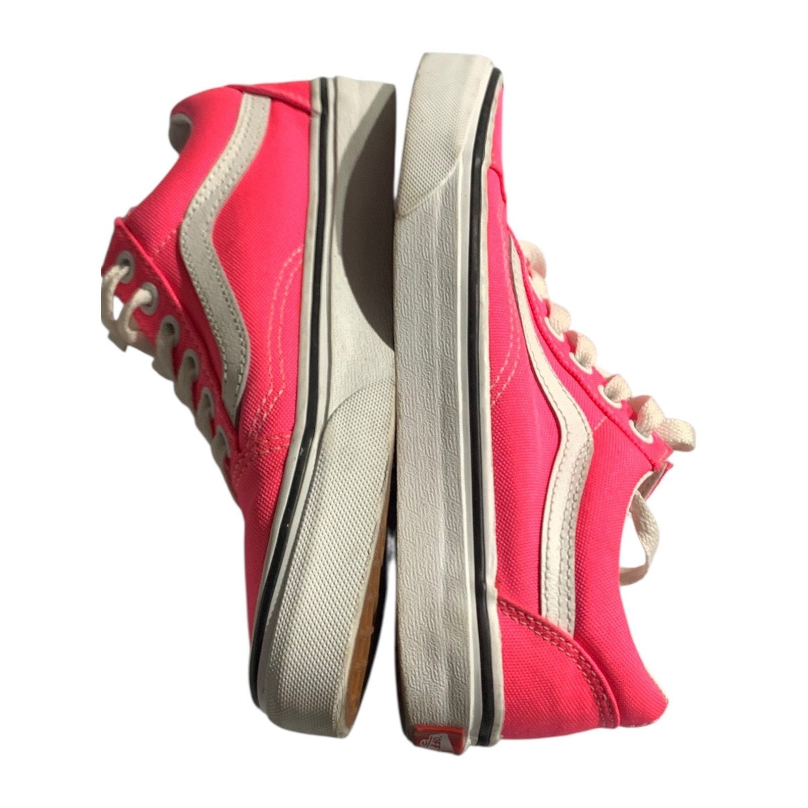 Vans Old Skool Neon Pink Canvas Low Top Sneakers Womens 5 Mens 3.5