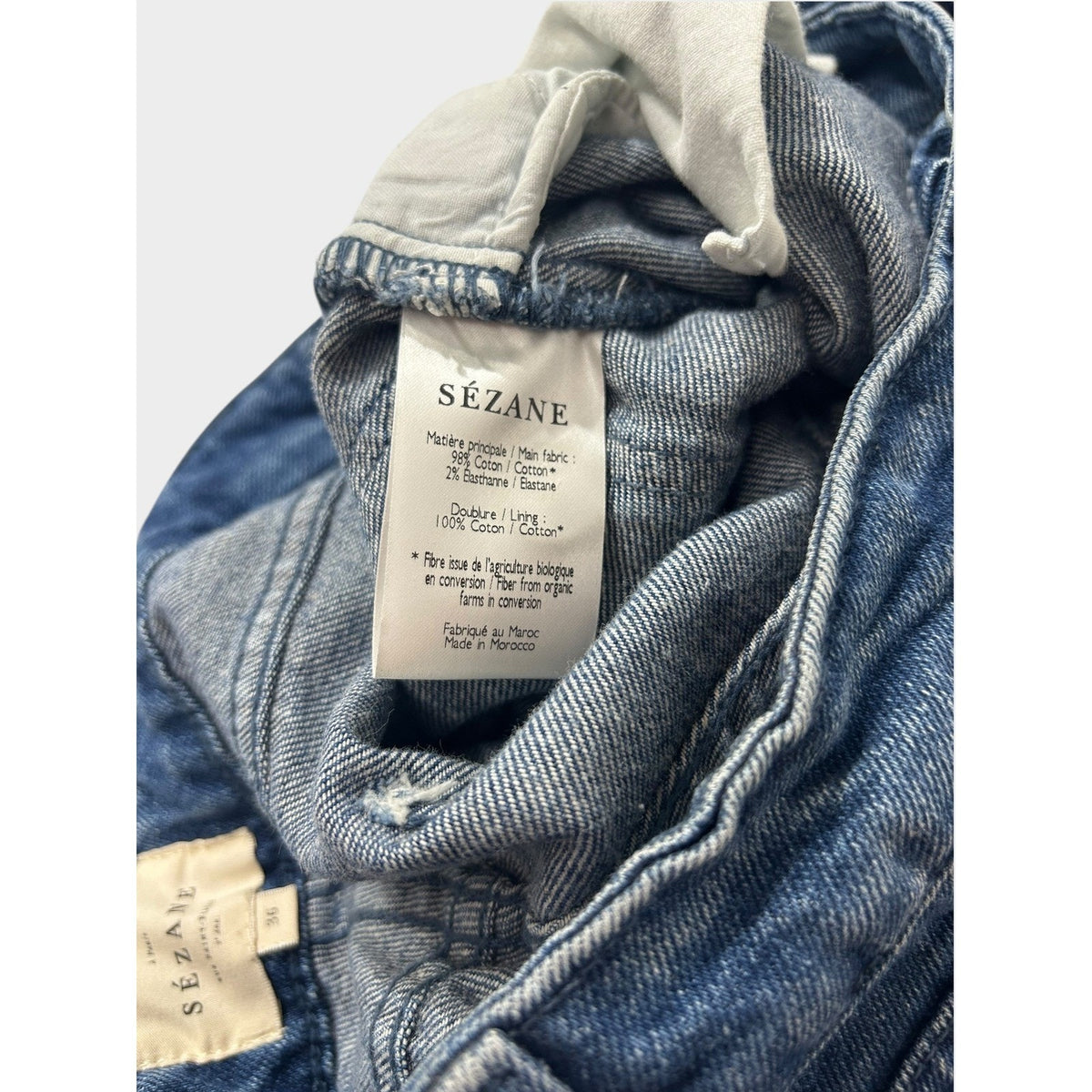 Sezane Paris High Waisted Pleated Tapered Jeans Blue Denim Size 36 US 4 6