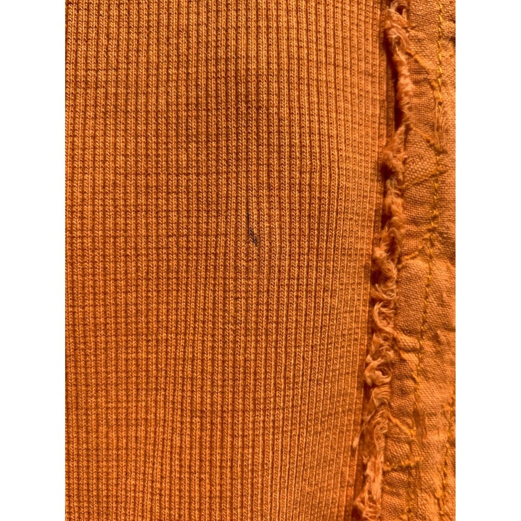 Anthropologie Pilcro Bella Puff Sleeve Henley Top Orange SZ Small holiday boho