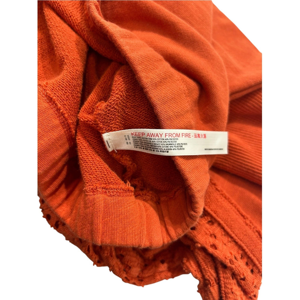 Daily Practice by Anthropologie Robyn Crochet Hoodie Orange Eyelet Medium