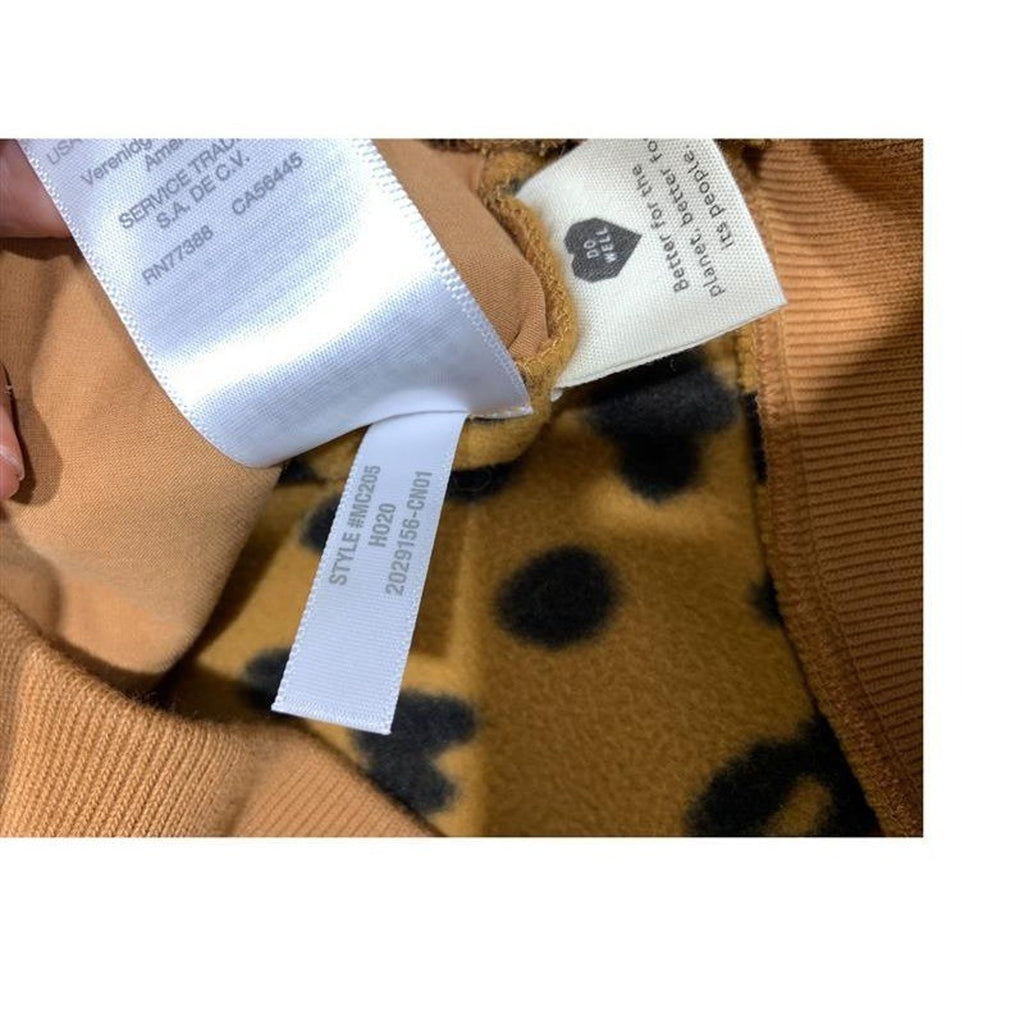 NWT Madewell Leopard Print Quarter Zip Fleece Pullover Mustard Tan Black MC205 L