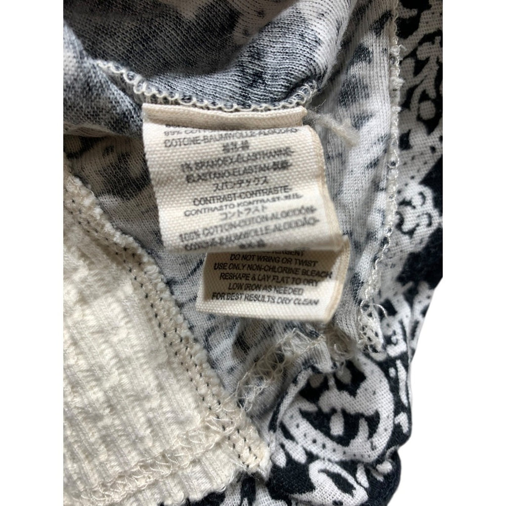 Free People Patchwork Waffle Knit Off Shoulder Long Sleeve Sweater Top Women