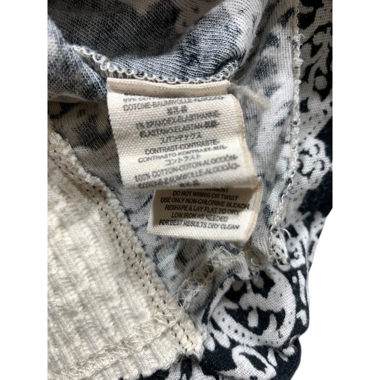 Free People Patchwork Waffle Knit Off Shoulder Long Sleeve Sweater Top Women