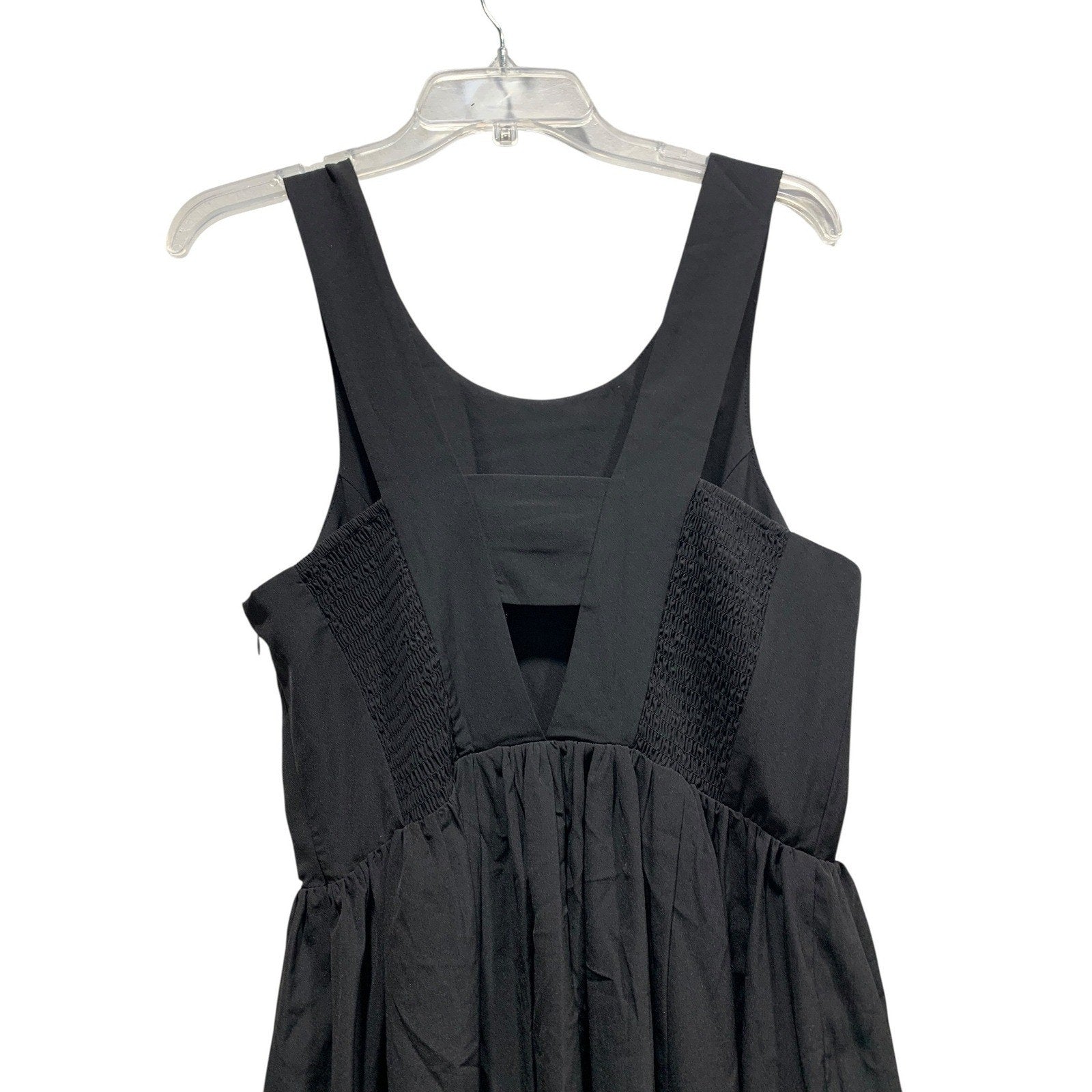 Amanda Uprichard Black Fit and Flare Open Back Smocked Dress Size M RN132941
