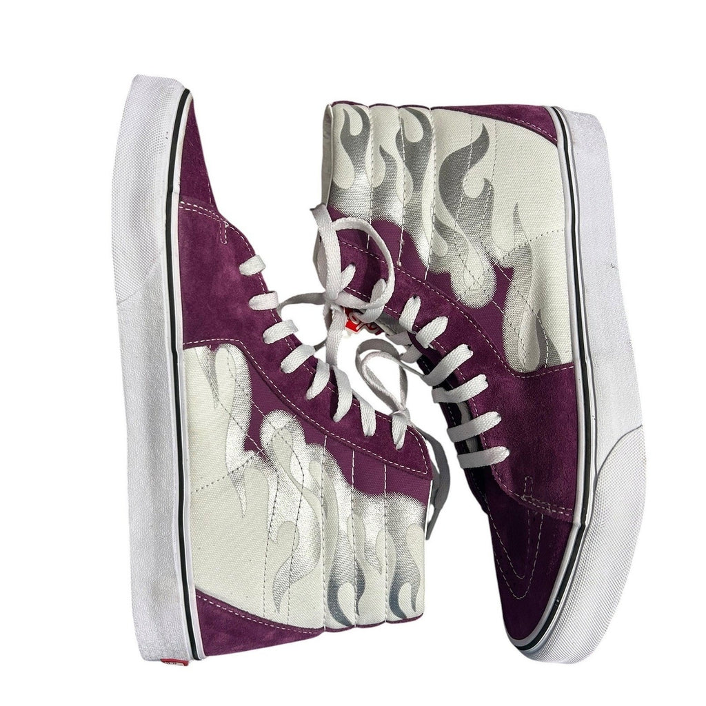Vans Sk8-Hi Purple White Silver Flame High Top Sneakers Mens 12 Womens 13.5