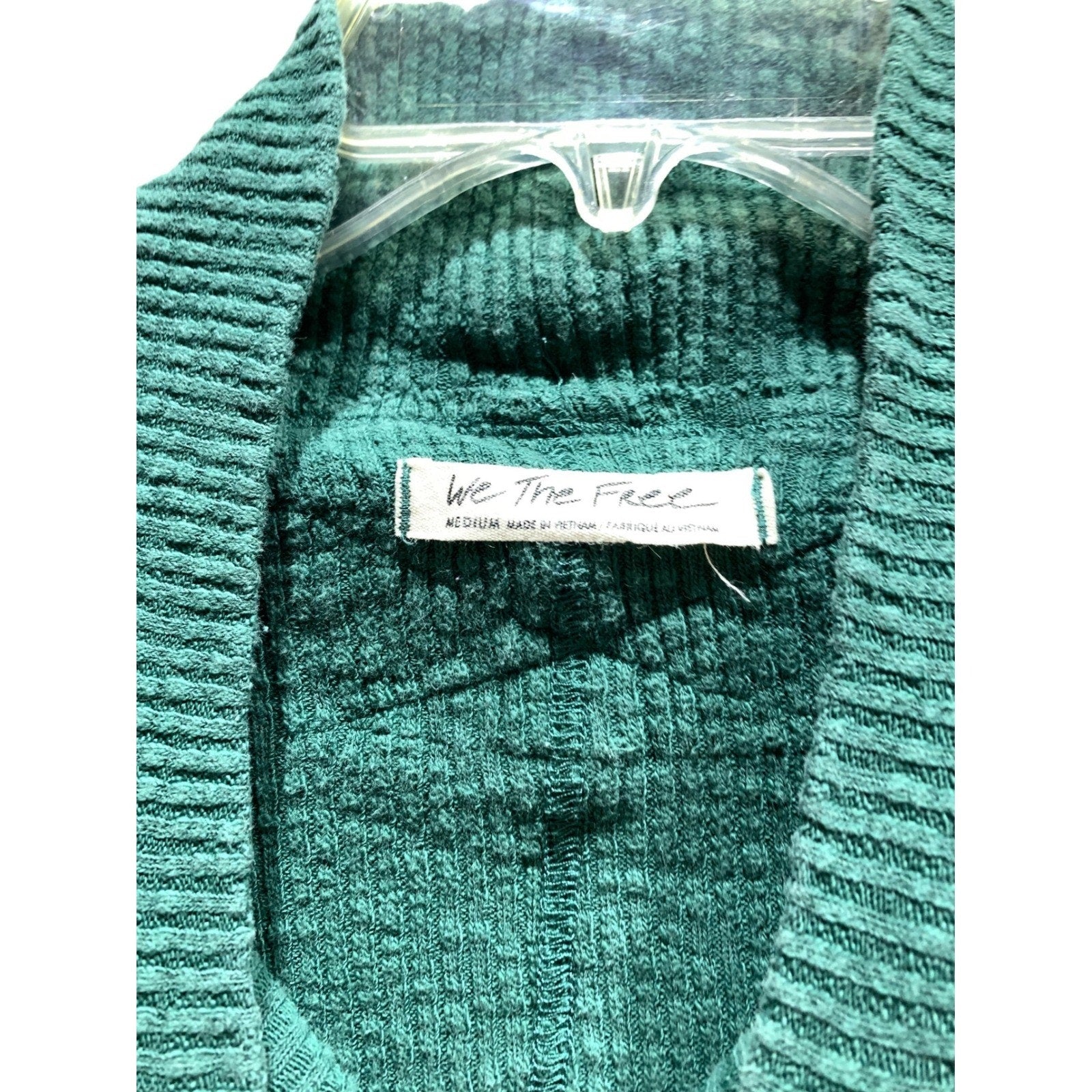 We The Free Free People Teal Green Moon Daisy Thermal Pullover Long Sleeve Tee M