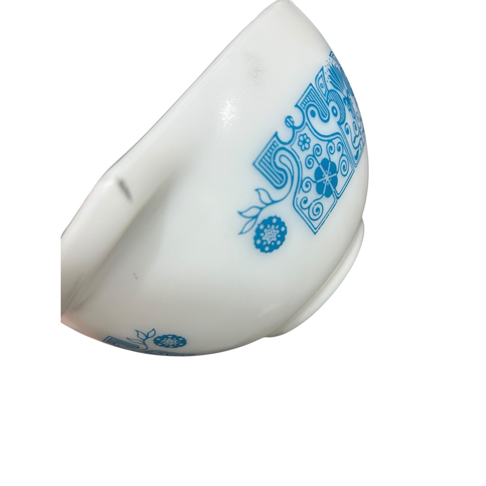 Pyrex Horizon Blue 441 Cinderella Mixing Bowl 1.5 Pint White Turquoise Vintage