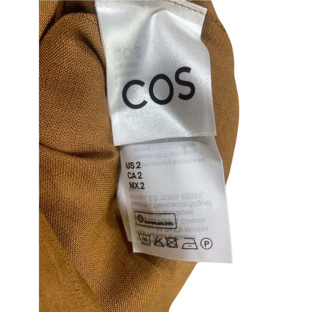 COS Womens 100% Linen Belted Shirt Dress Brown Long Sleeve Size 2 fall