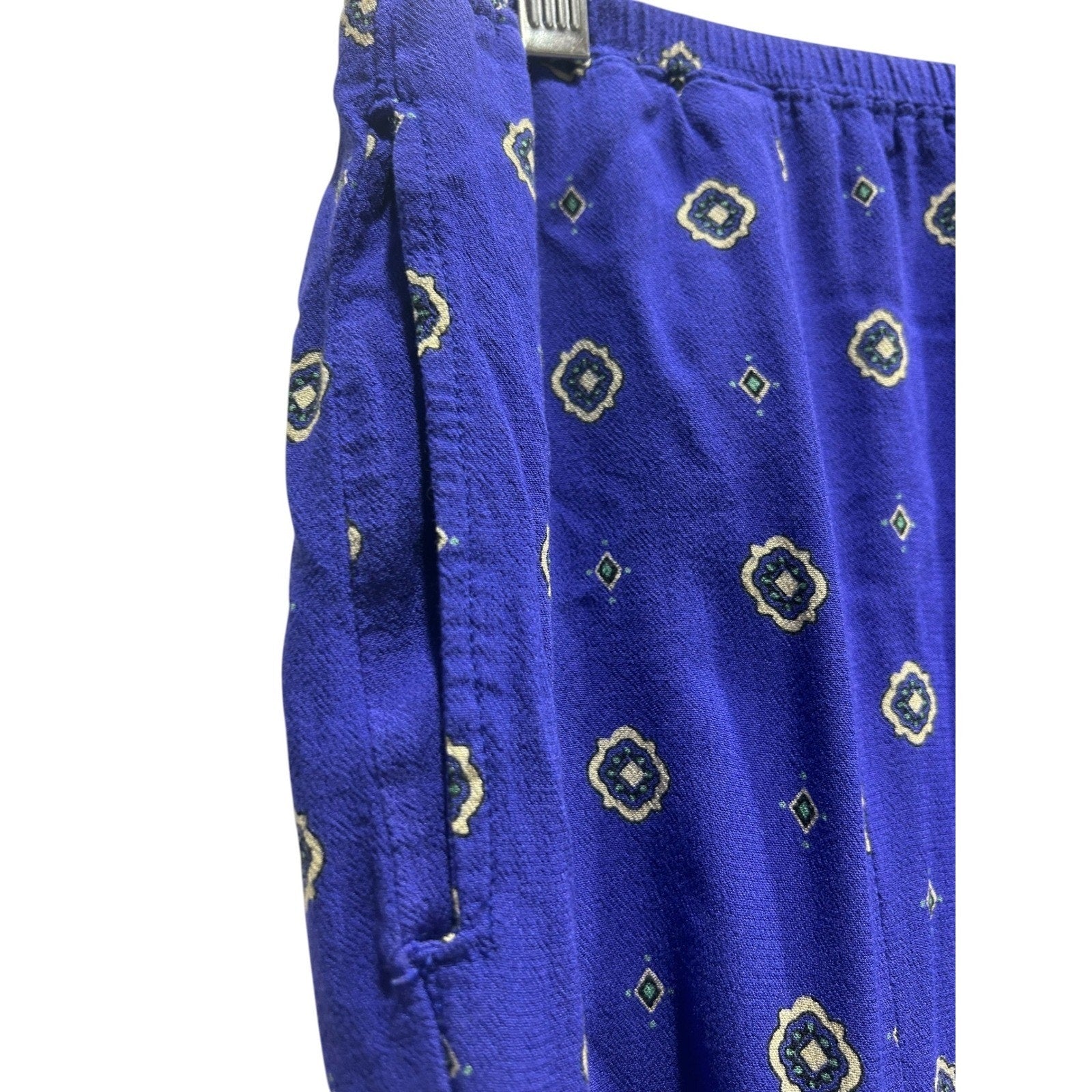 Free People Intimately Blue Medallion Print Rayon Lounge Pants Womens Size Med