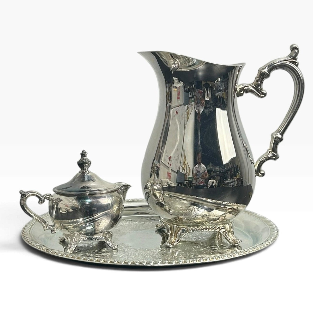 Wm Rogers Silver Plate High-end Service Set Pitcher Sugar Bowl Tray Victorian