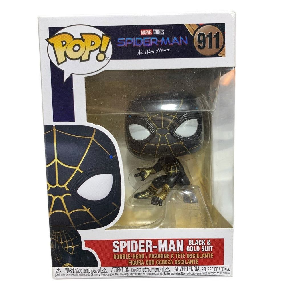 Funko Pop Marvel Spider-Man No Way Home Black Gold Suit 911 Bobble-Head Figure