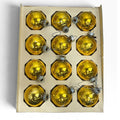 Vintage Shiny Brite Gold Glass Christmas Ornaments Set of 12 Small Round MCM USA