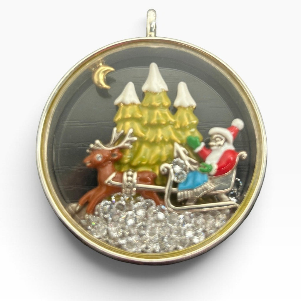 Brighton Christmas Santa Reindeer Shaker Pendant Necklace Silver Gold Tone 20in
