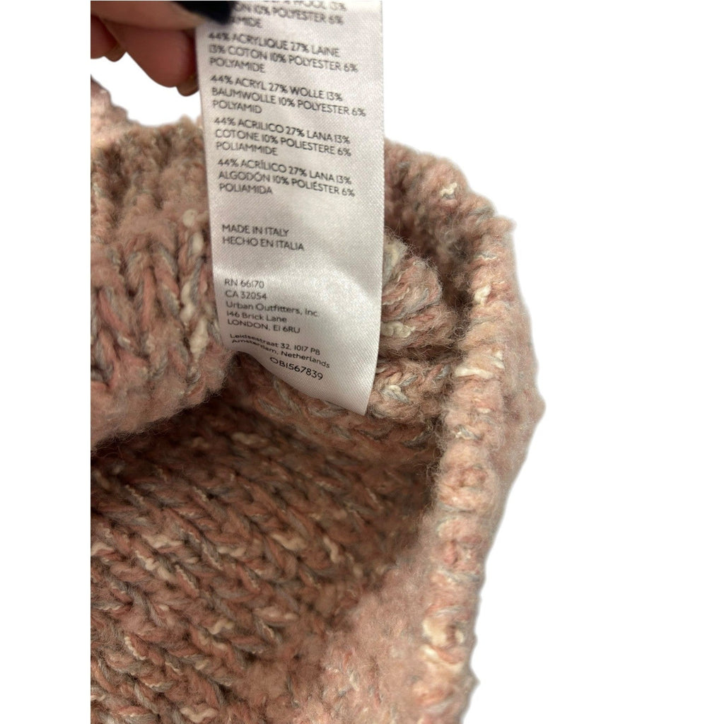 Pilcro Anthropologie Pink Striped Boucle Wool Blend Chunky Sweater XS cozy prep