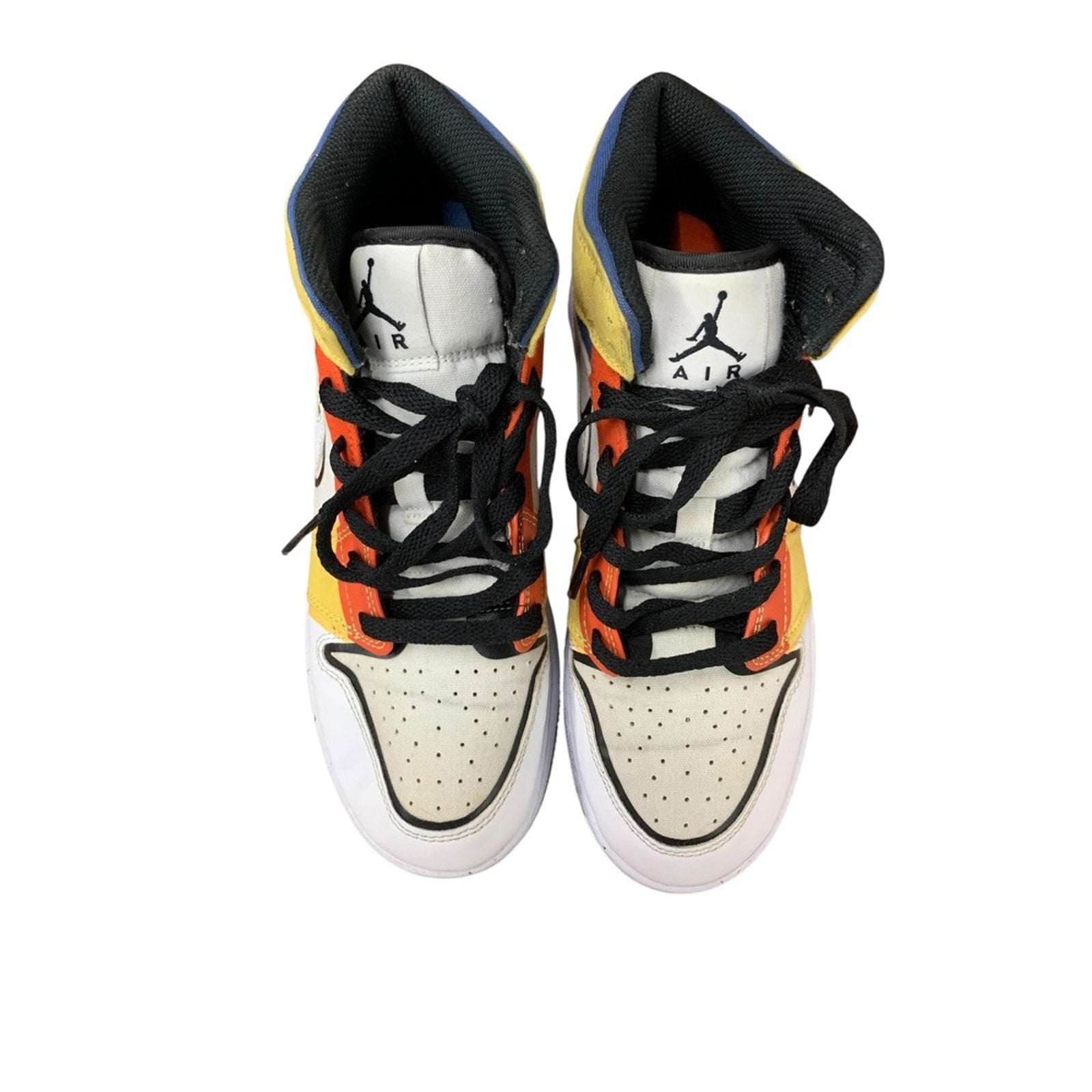 Air Jordan 1 Mid SE GS White Orange Yellow Basketball Sneakers Shoes DV1316-100