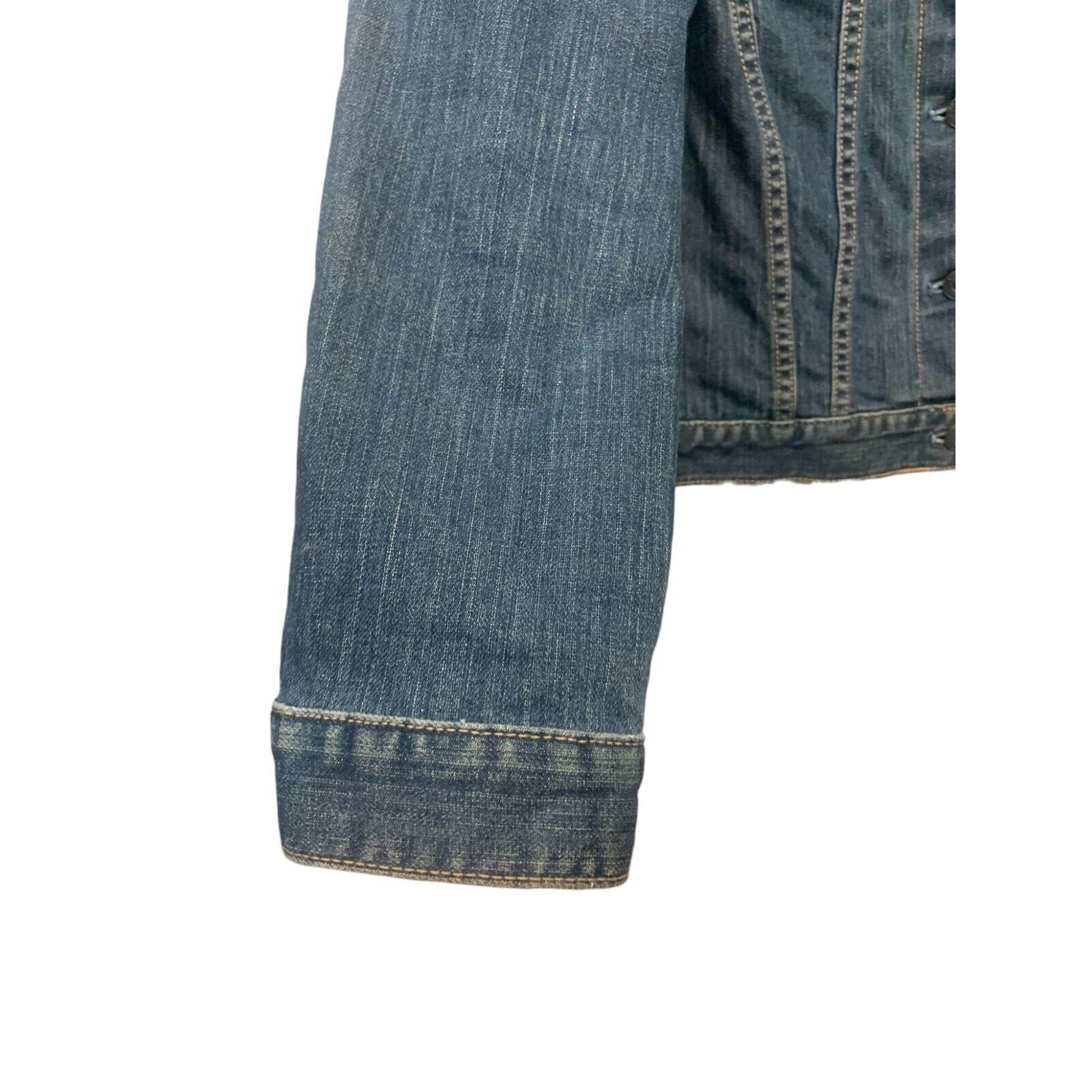GAP Stretch Denim Jean Jacket Thick Wool Lining S Vintage Holiday 2003