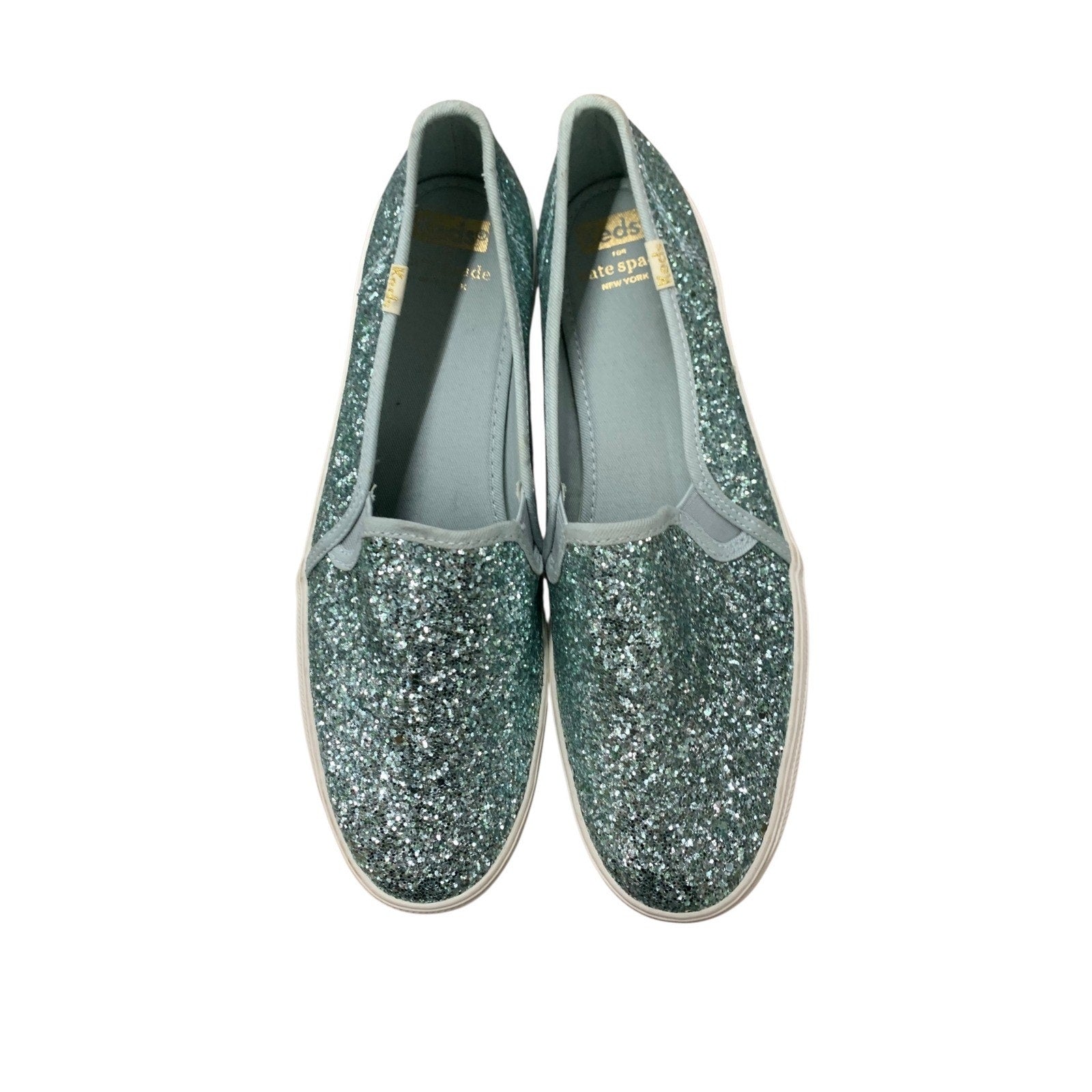 Keds for Kate Spade New York Double Decker Glitter Slip On Sneakers Blue SZ 9
