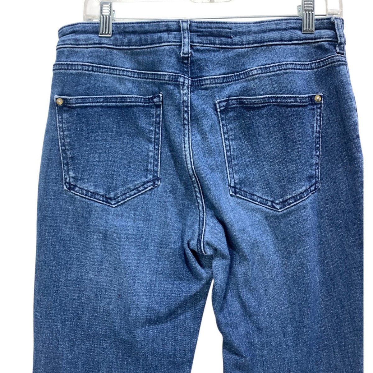 Pilcro and the Letterpress Flare Jeans Medium Wash Patch Pocket Raw Hem 29