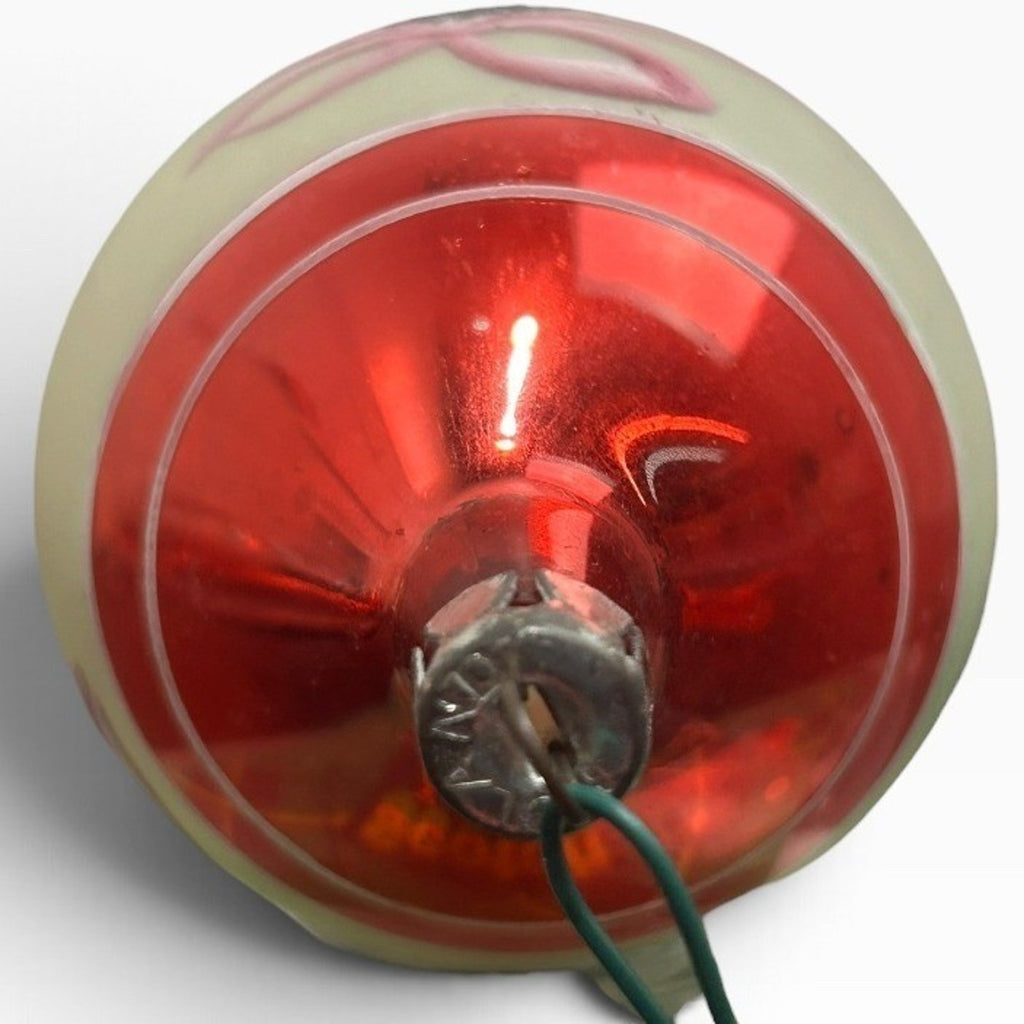 Vintage Poland Mercury Glass Teardrop Christmas Ornament Red Silver Bell 3in