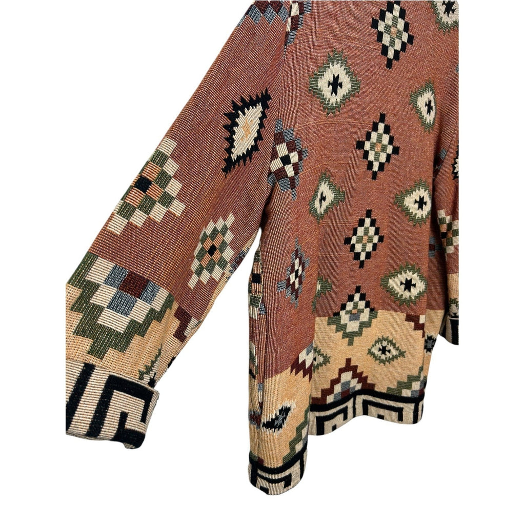 Vtg Its Outta The Bag Unge-Potch-Ket Southwest Aztec Blanket Tapestry Jacket L