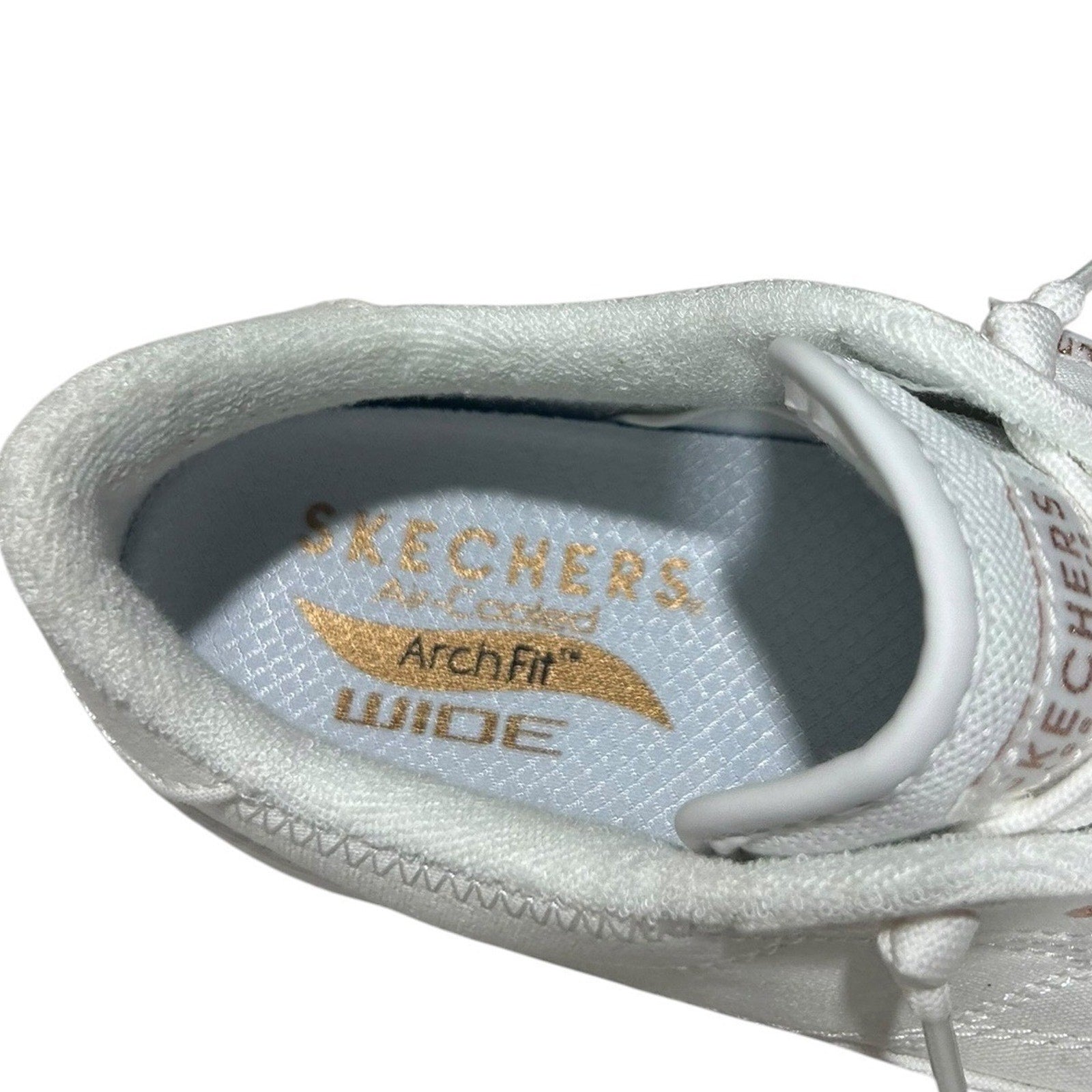Skechers Arch Fit Arcade Meet Ya White Canvas Sneakers 177190W Womens 8 Wide