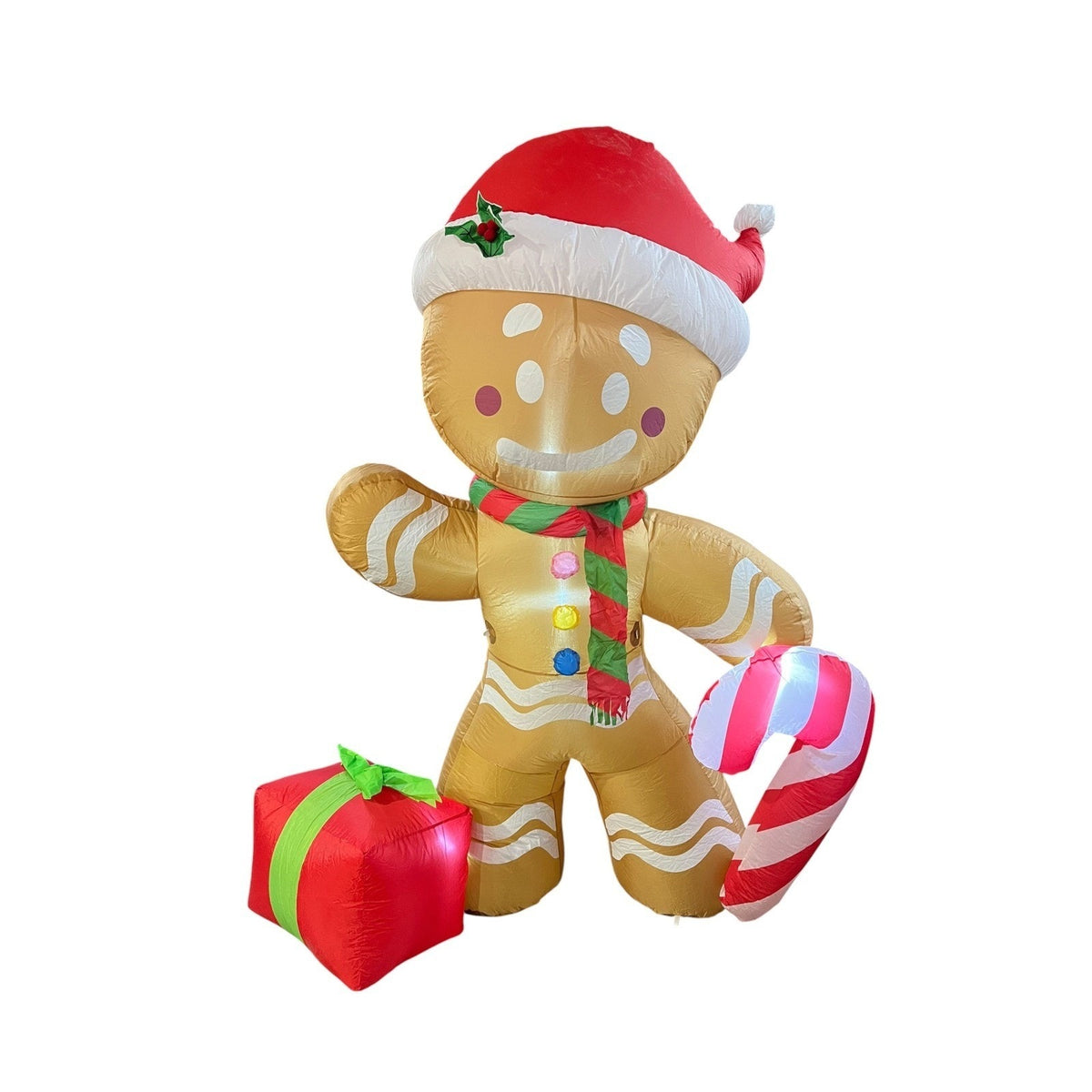 8ft Christmas Gingerbread Man Inflatable Lighted Yard Decoration Santa Hat Gift