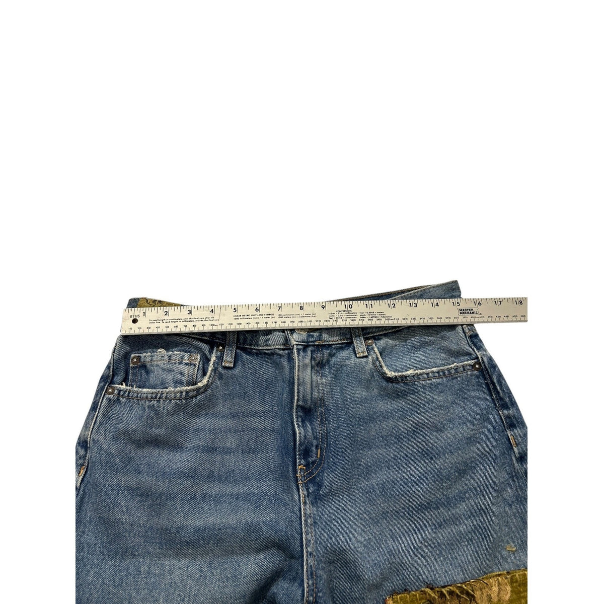 Free People We The Free Poppy Patch Straight Leg Jeans Size 30 Boho Floral Blue