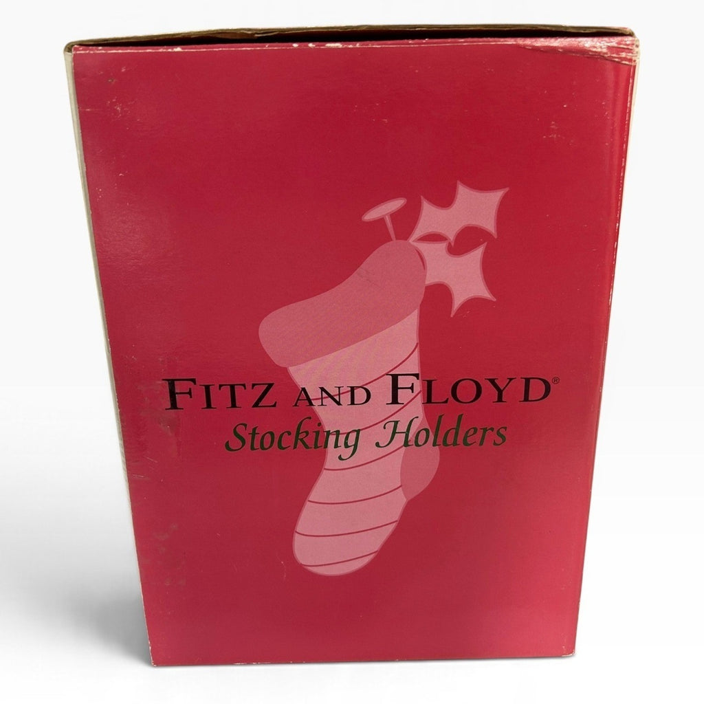 Fitz and Floyd Essentials Happy Holidays Santa Stocking Holder with Box 7.5in