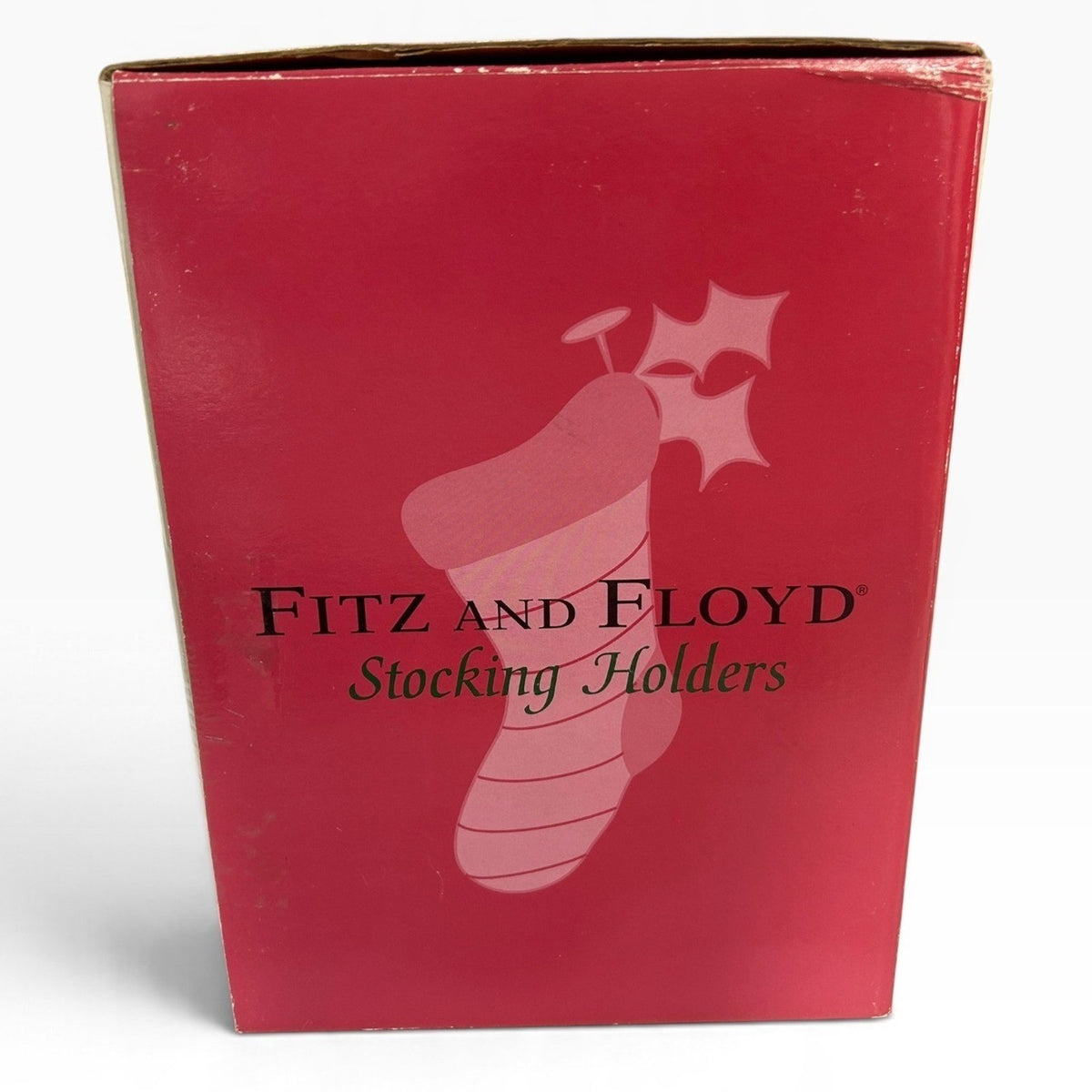 Fitz and Floyd Essentials Happy Holidays Santa Stocking Holder with Box 7.5in