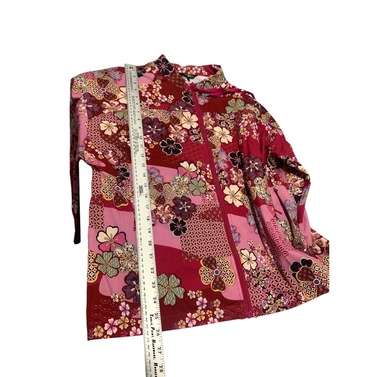 Johnny Was Bee Active Womens Yama Floral Patchwork Full Zip Jacket Size Large