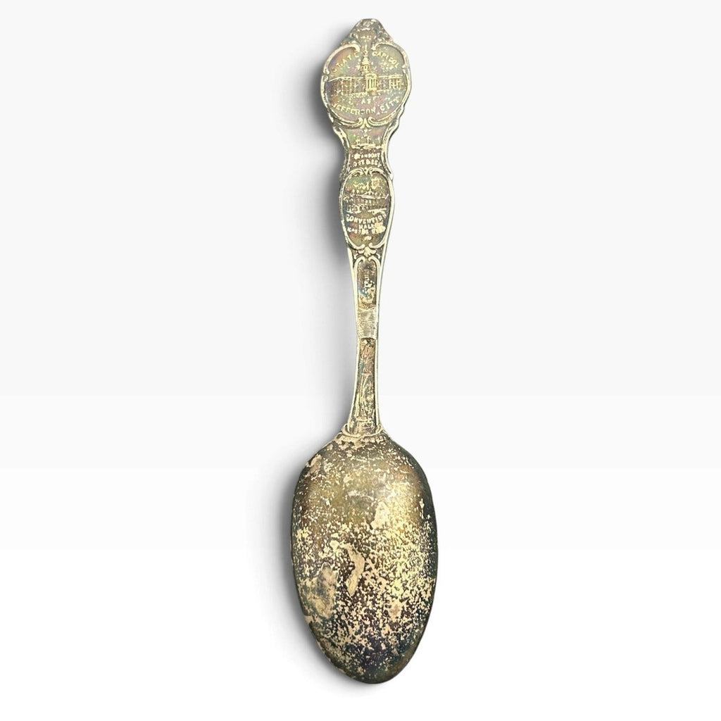 Vintage Sterling Missouri State Souvenir Spoon Pierre Laclede Jefferson City 6in