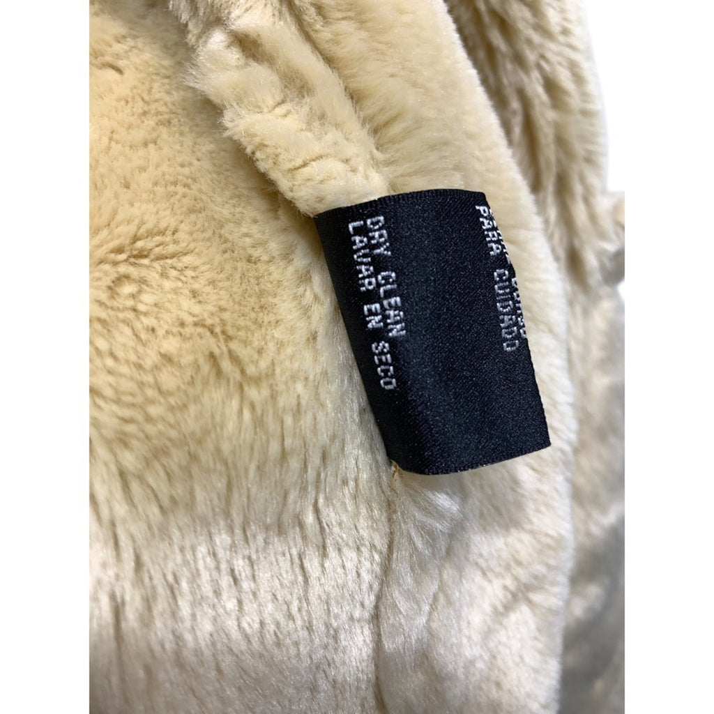 Marvin Richards Women's Beige Faux Suede Fur Lined Hooded Zip Up Jacket L