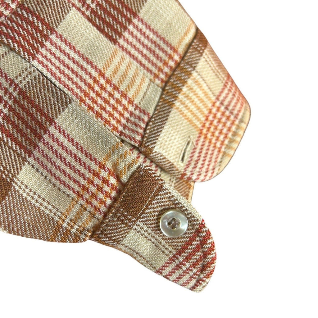 Vintage Pendleton Wool Plaid Flannel Shirt Mens Large Brown Tan Made in USA work