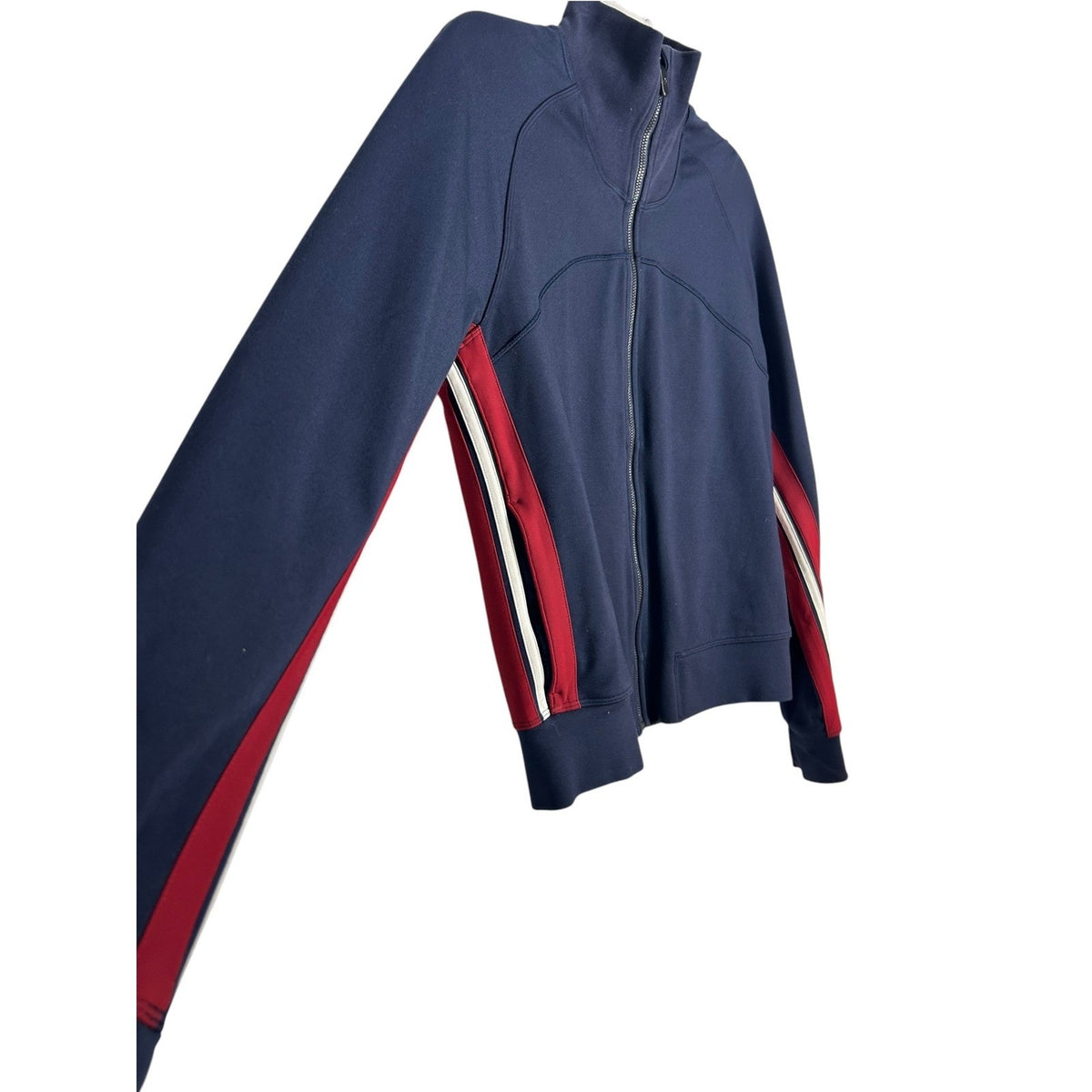 Lululemon Cover Your Tracks Jacket Navy Blue Red White Stripe 8 W4AK3S sporty