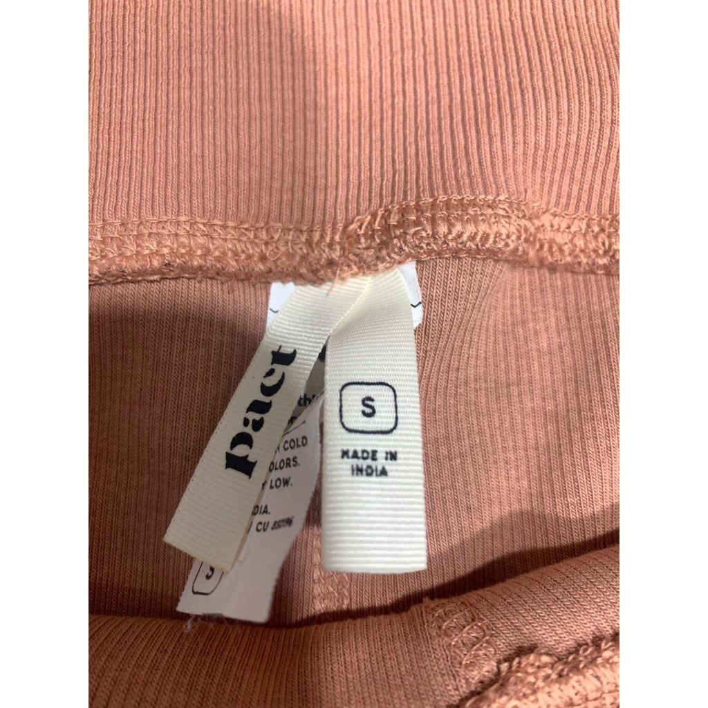Pact Organic Cotton Ribbed High Waisted Biker Shorts Clay Terracotta S on the go