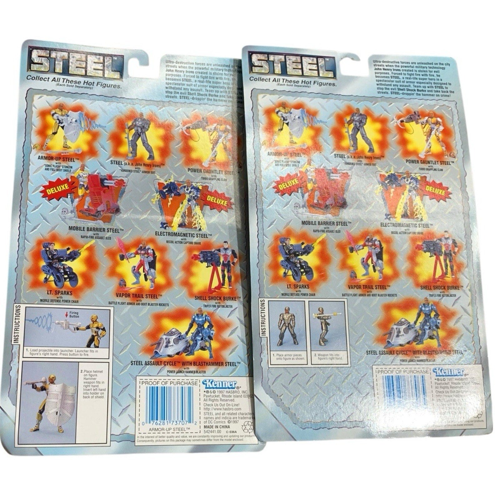 KENNER STEEL 1997 HASBRO JOHN HENRY IRONS HARDENED STEEL ARMOR SUIT and Steel