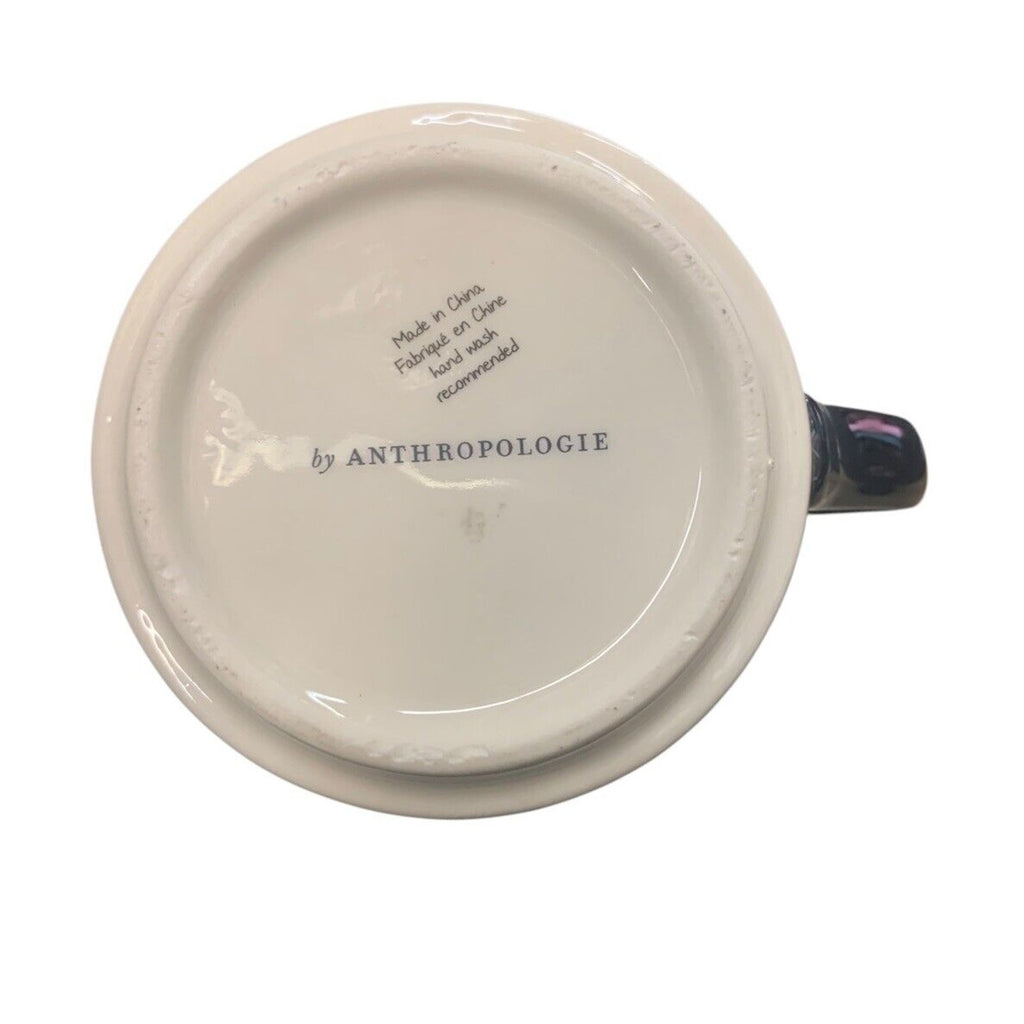 Anthropologie initial letter T Mug Black Gold Honeycomb Mosaic Tile Mug