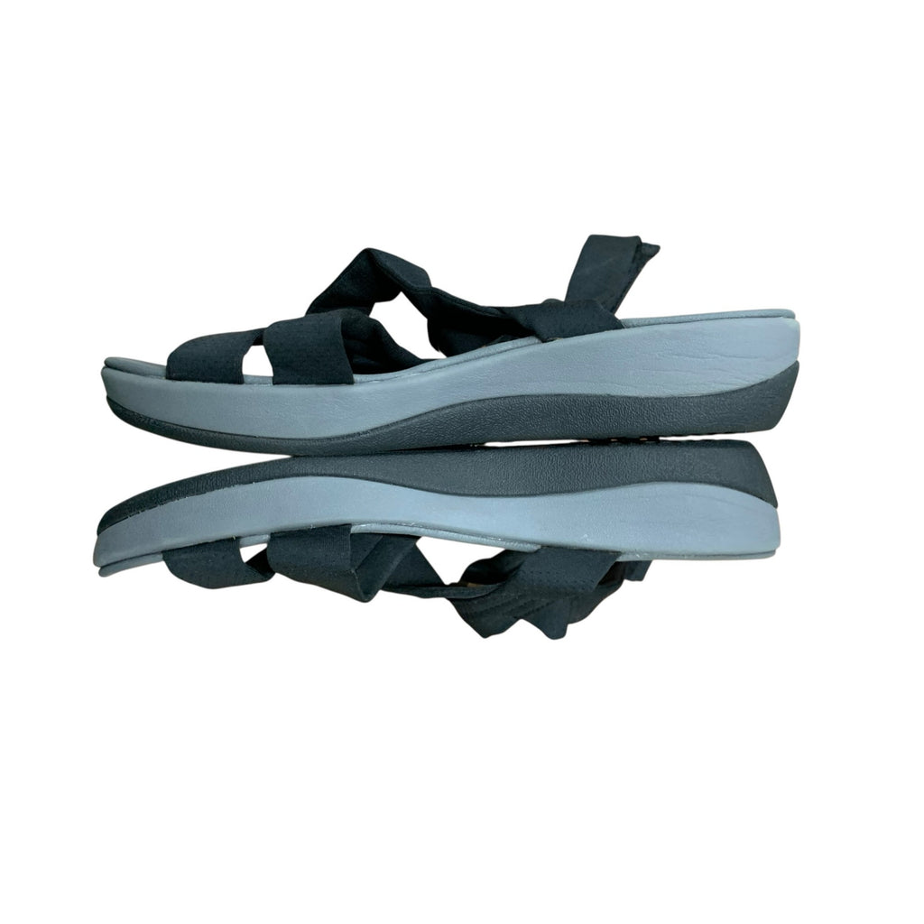 CLOUDSTEPPERS by Clarks women's black comfort ARLA Meg wedge sandal SZ 8