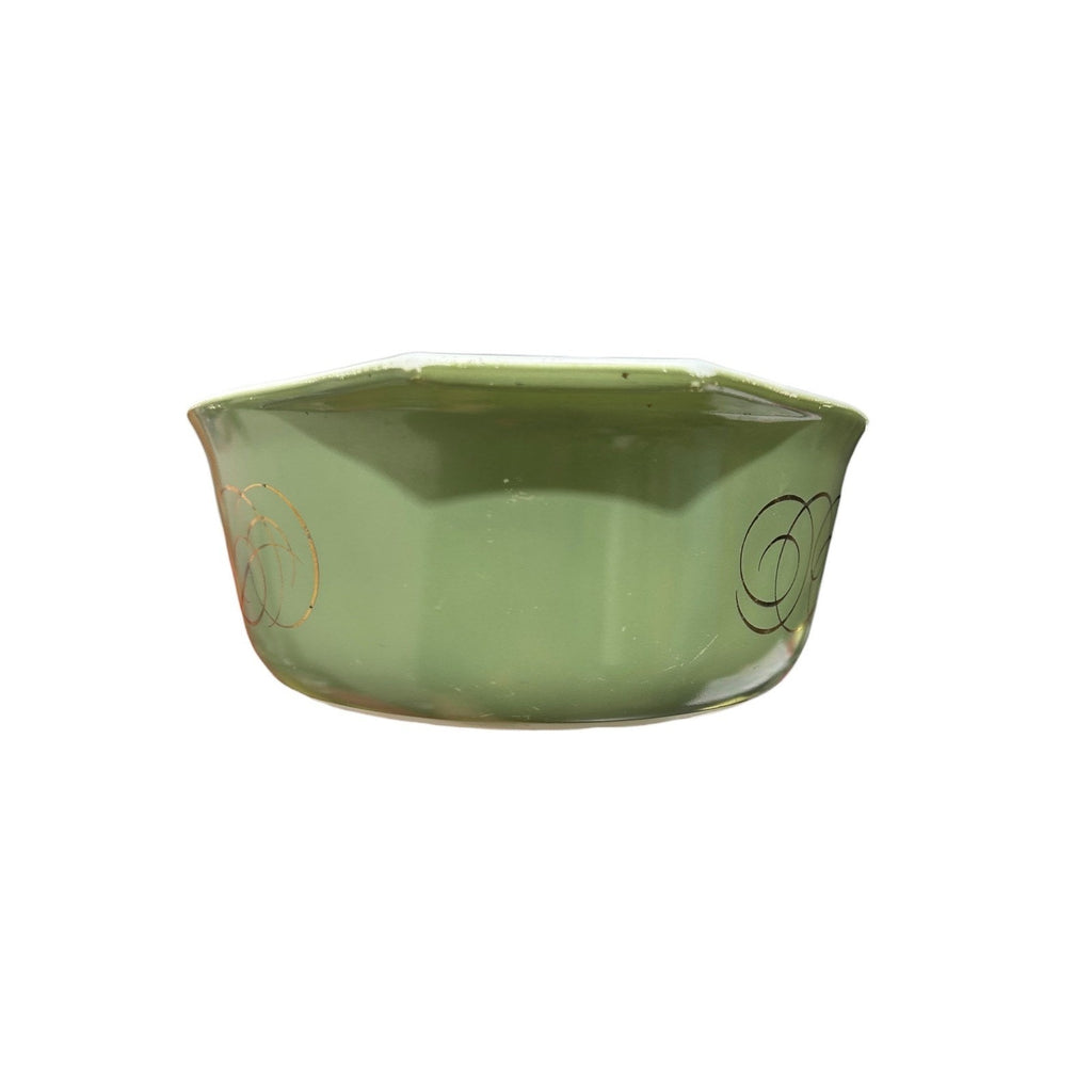 Pyrex 045 Golden Scroll 2.5 Qt Oval Casserole Dish Sage Green Gold No Lid