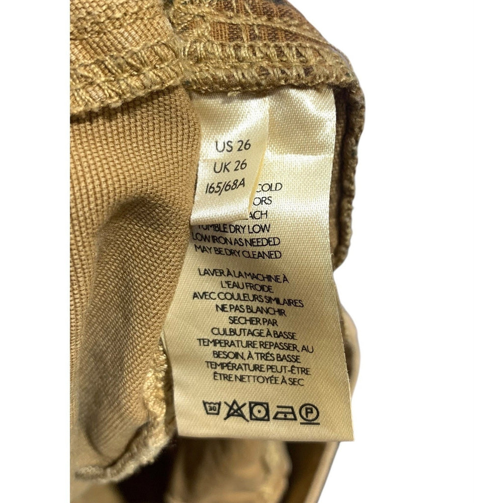 Pilcro Relaxed Pleat Shorts Womens High Rise Utility Shorts Mustard Tan Size 26