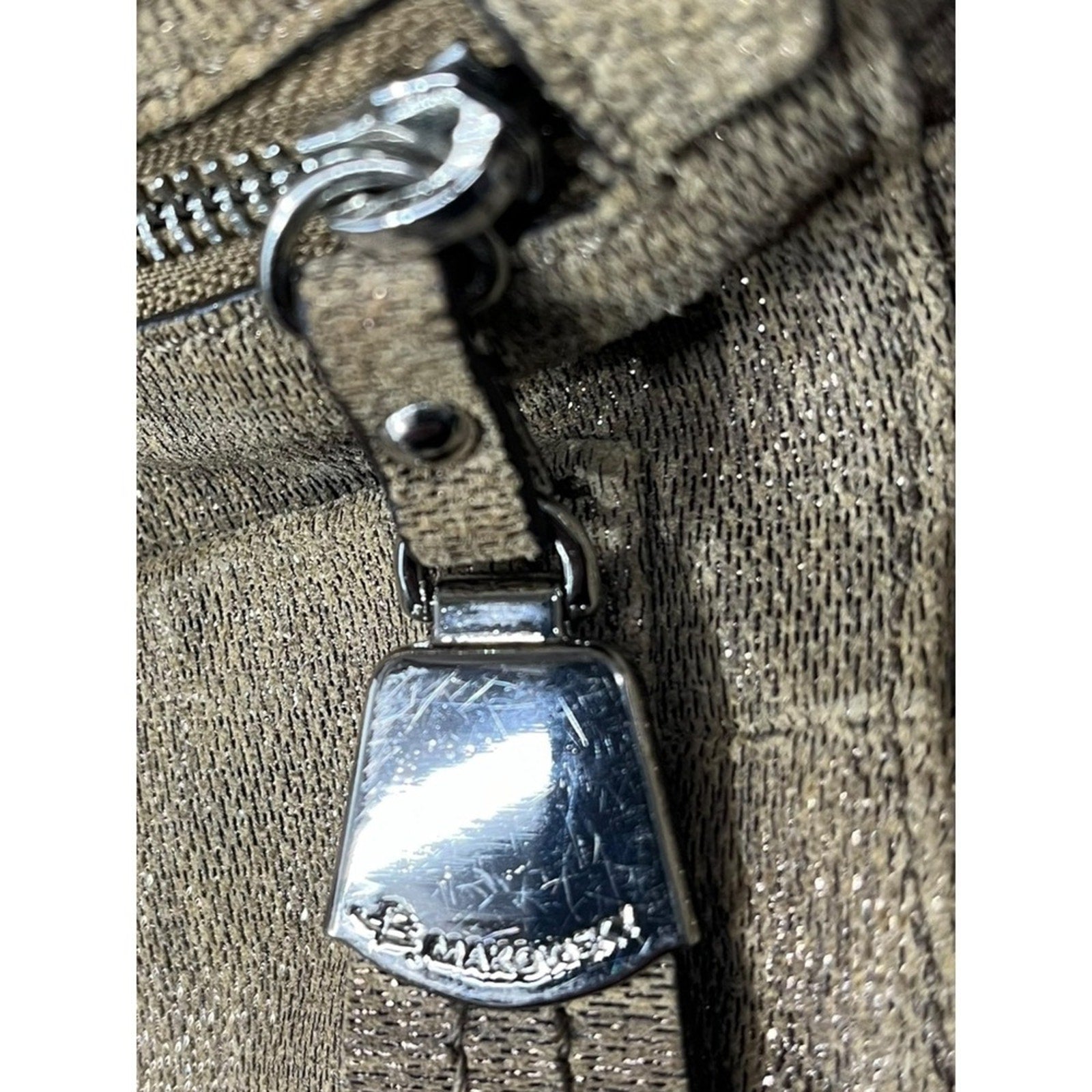 Makowsky Designer Tan Canvas Leather Trim Satchel Shoulder Bag Convertible