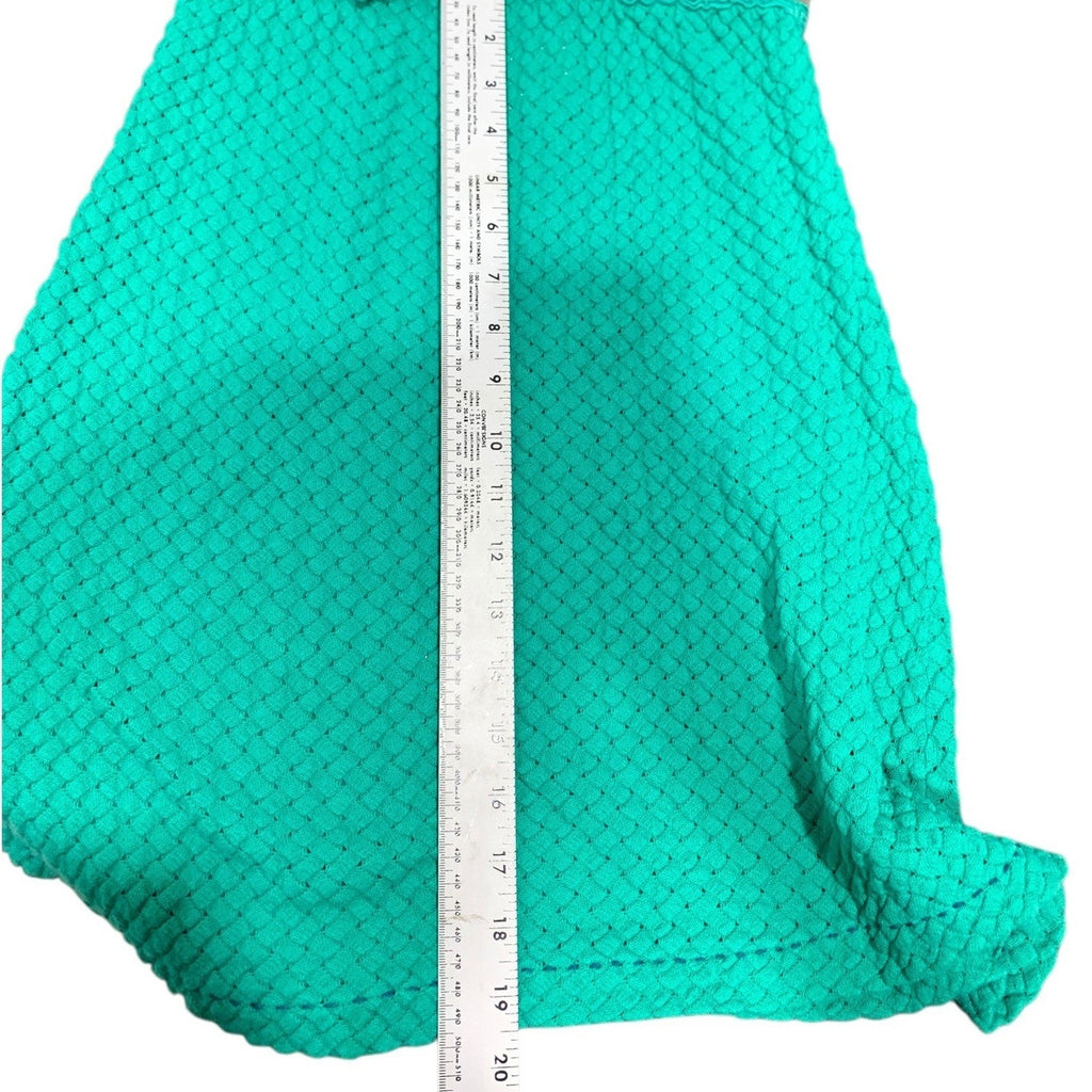 Free People Green Brown Quilted Mini Dress Boho Strappy Empire Waist Size 8