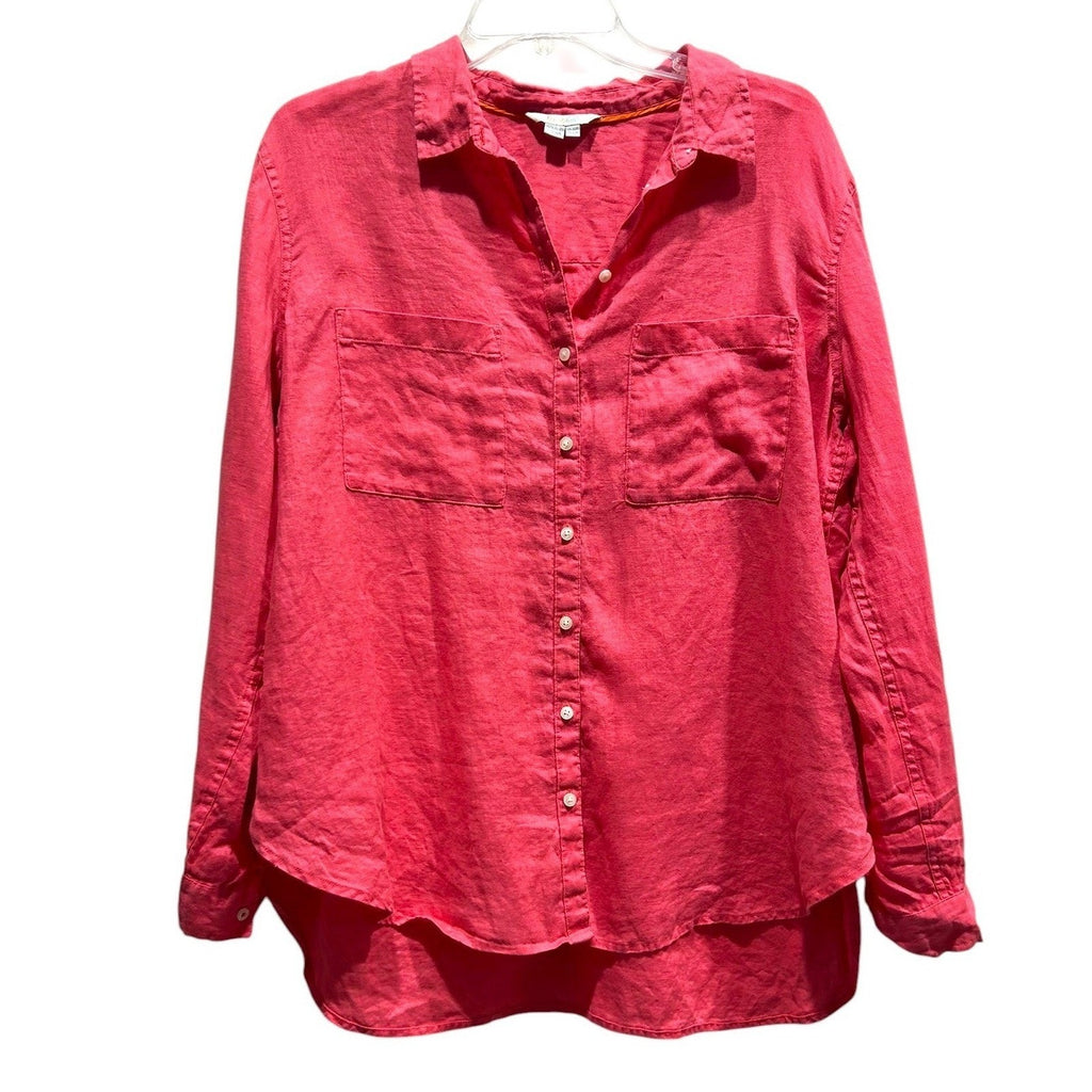 Boden Pink 100% Linen Button Down Shirt Long Sleeve Pockets WA689 US 12R
