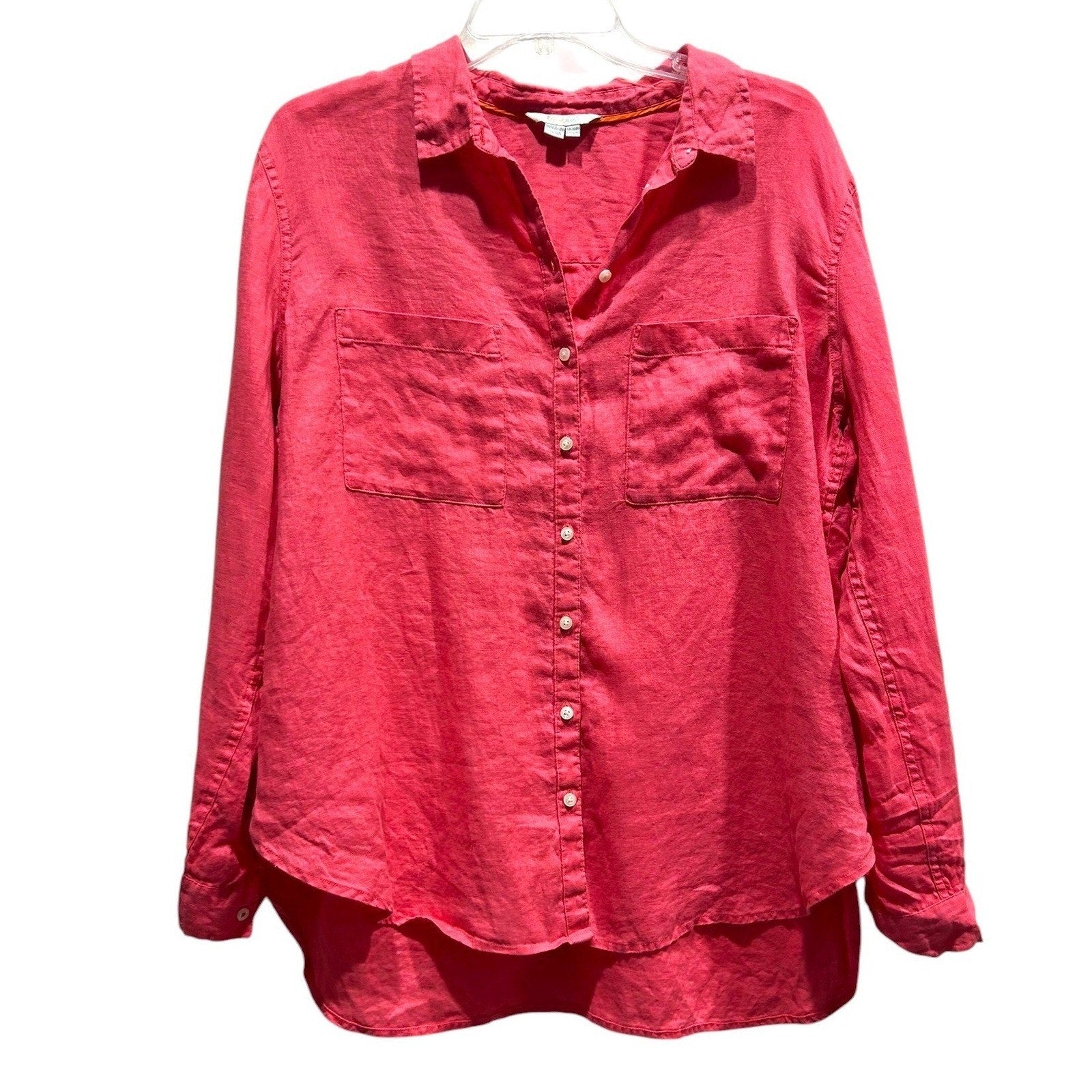 Boden Pink 100% Linen Button Down Shirt Long Sleeve Pockets WA689 US 12R