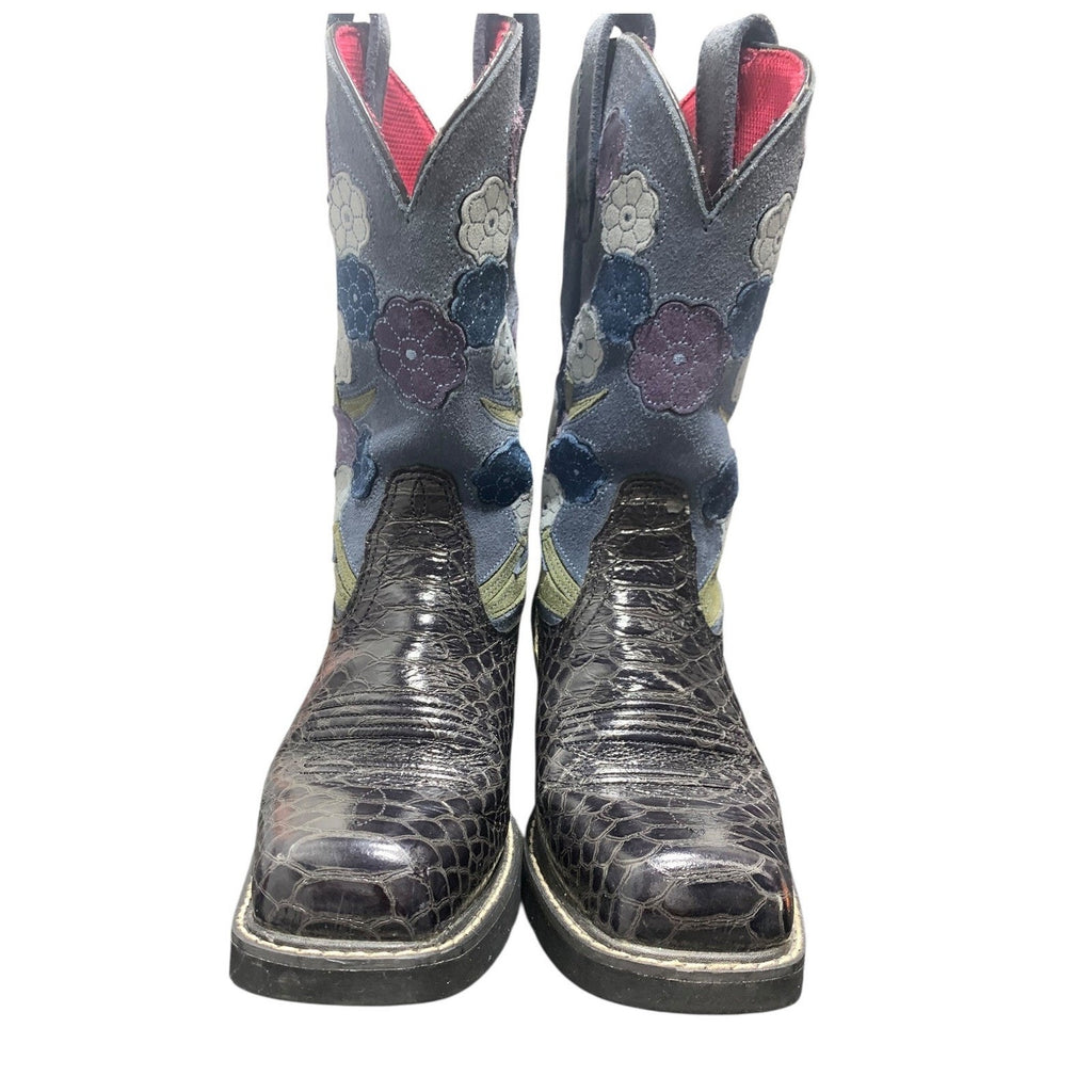 Ariat "Doll Baby" Floral Patchwork Cowboy Boots Snake Western blue Black size 7B