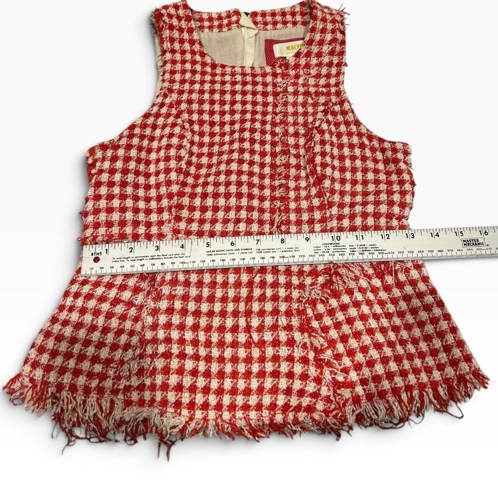 MAEVE Anthropologie Red & White Checked Tweed Sleeveless TankSize 0 Sleeveless